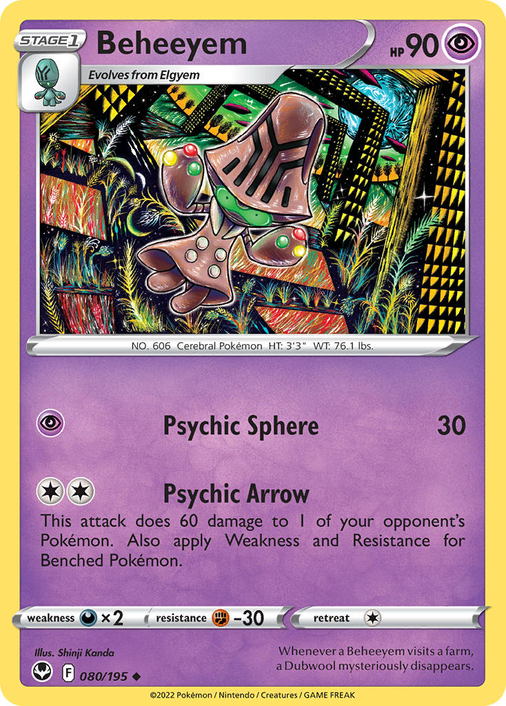 Silver Tempest Beheeyem Pokémon card