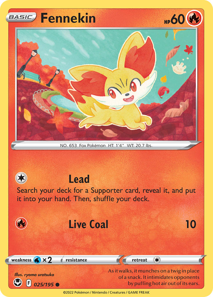 Silver Tempest Fennekin Pokémon card