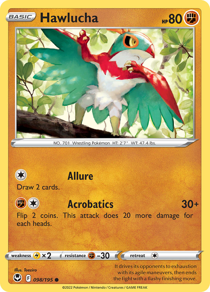 Silver Tempest Hawlucha Pokémon card