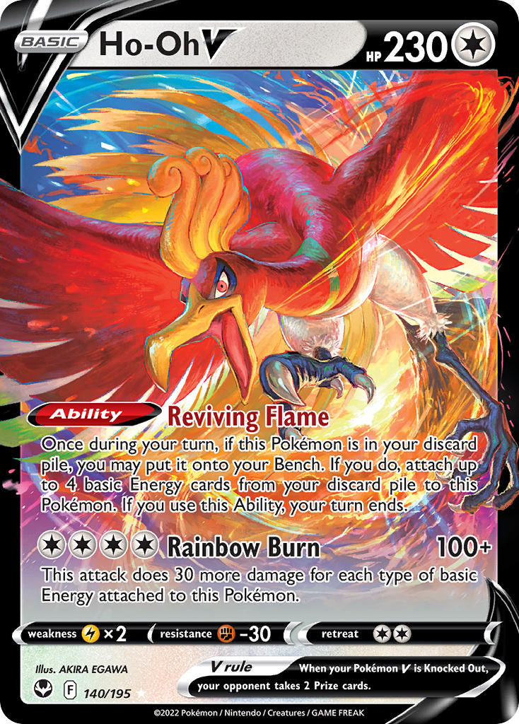 Silver Tempest Ho-oh V Pokémon card