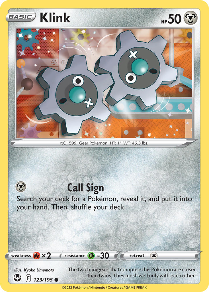 Silver Tempest Klink Pokémon card