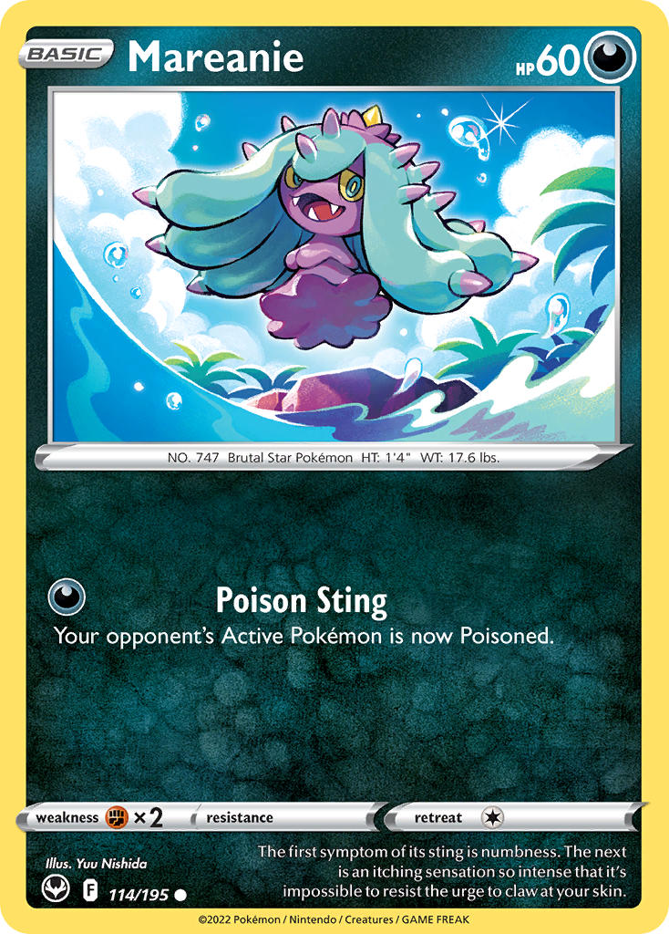Silver Tempest Mareanie Pokémon card