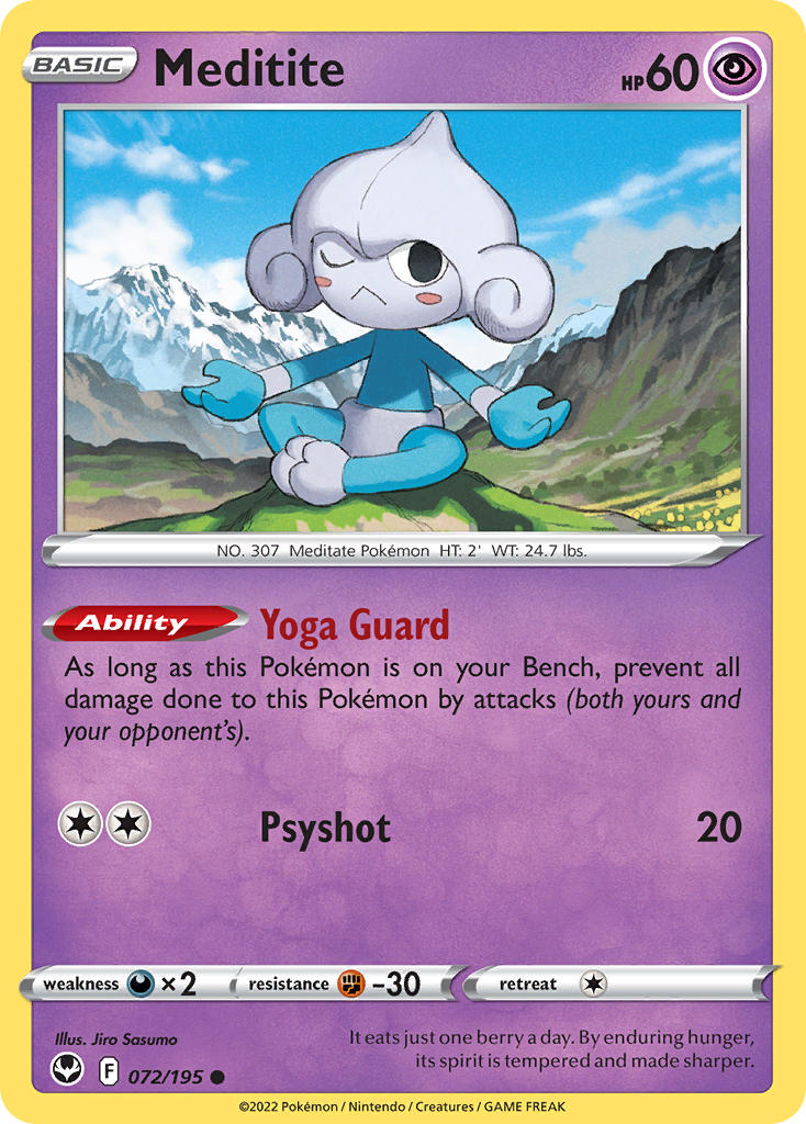 Silver Tempest Meditite Pokémon card