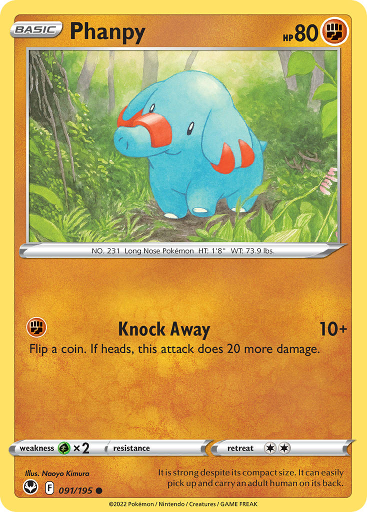 Silver Tempest Phanpy Pokémon card