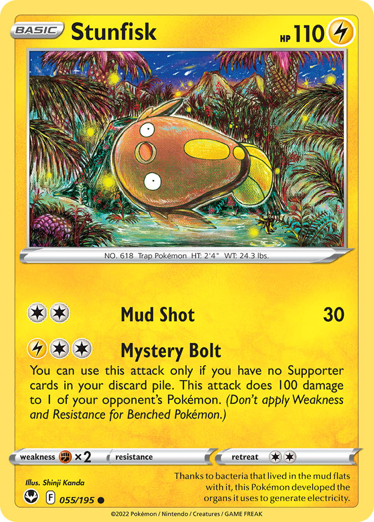 Silver Tempest Stunfisk Pokémon card