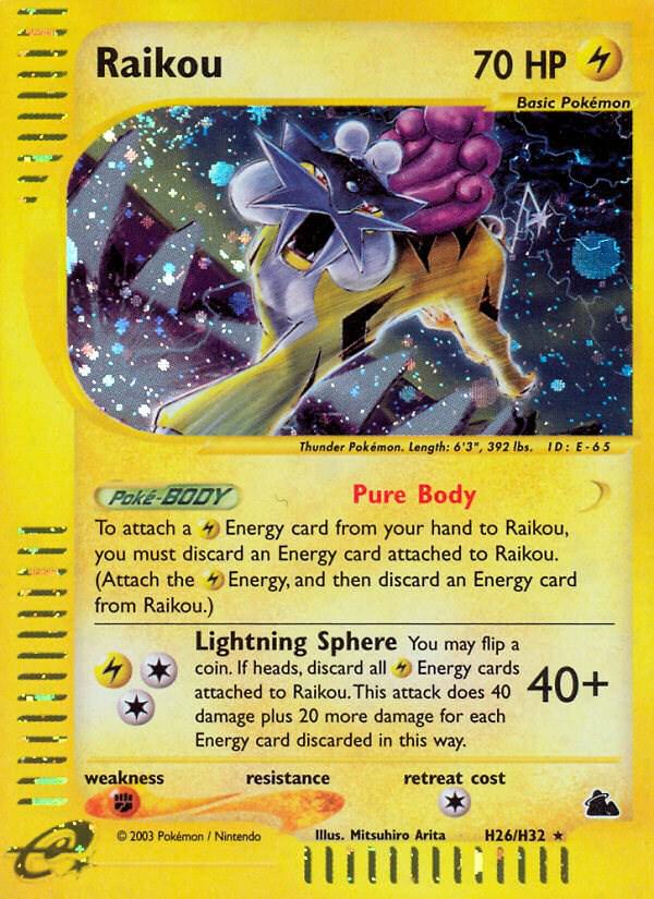 Skyridge Raikou Pokémon card