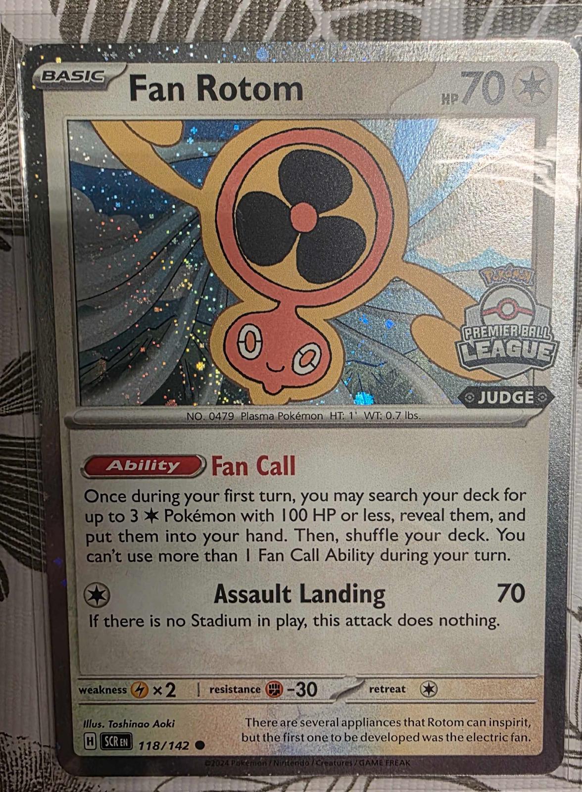 Stellar Crown Fan Rotom [Premier-Ball-League-Judge] Pokémon card