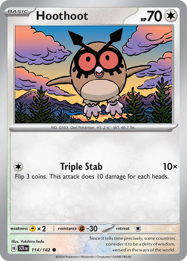 Stellar Crown Hoothoot Pokémon card