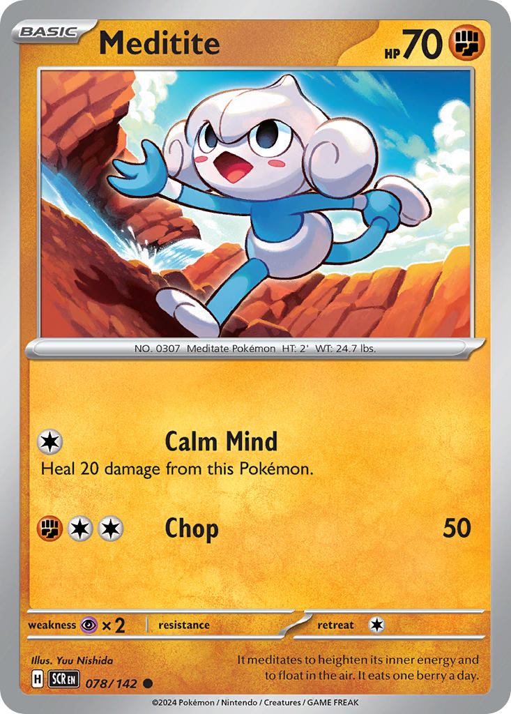 Stellar Crown Meditite Pokémon card