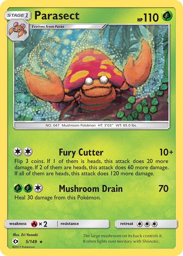 Sun & Moon Parasect Pokémon card