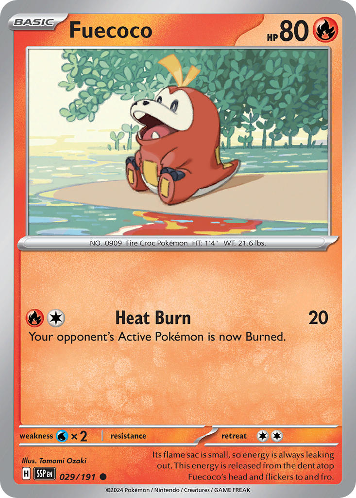 Surging Sparks Fuecoco Pokémon card