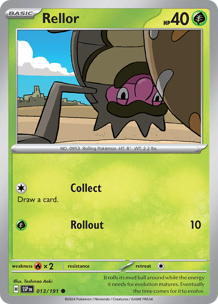Surging Sparks Rellor Pokémon card