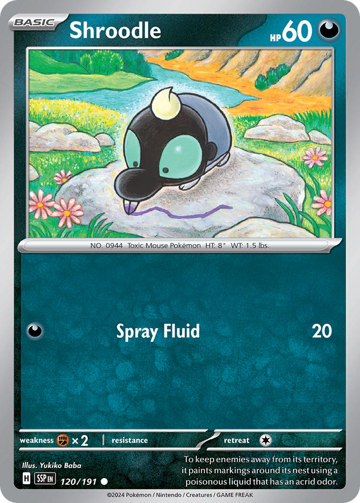 Surging Sparks Shroodle Pokémon card
