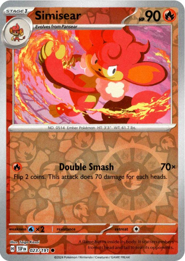 Surging Sparks Simisear [Reverse Holo] Pokémon card
