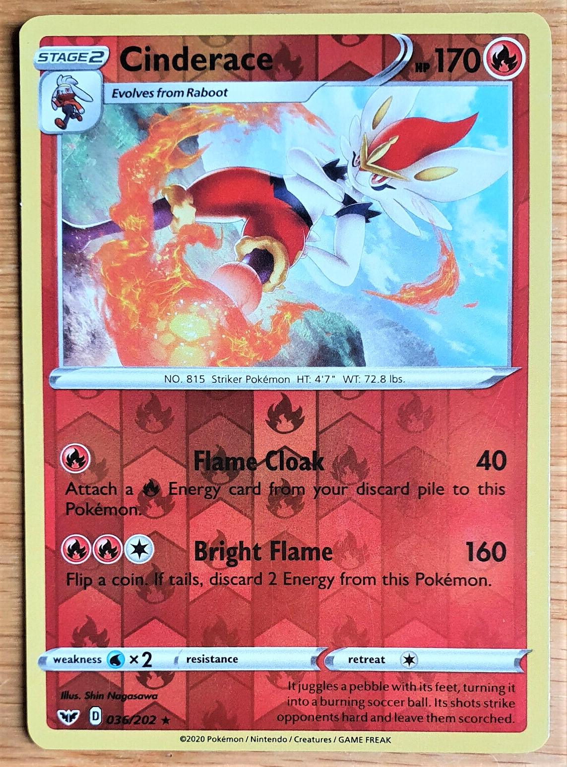 Sword & Shield Cinderace [Reverse Holo] Pokémon card