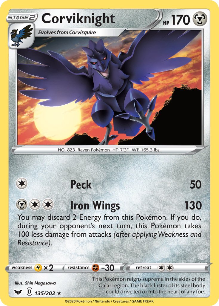 Sword & Shield Corviknight Pokémon card