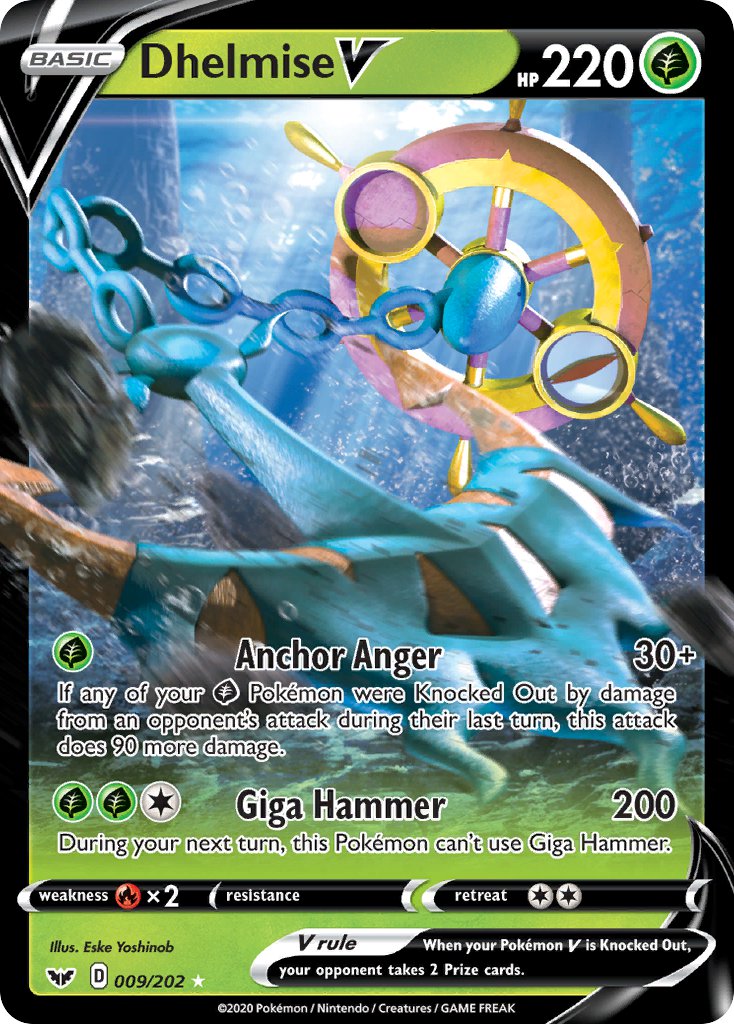 Sword & Shield Dhelmise V Pokémon card