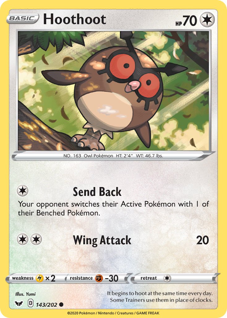 Sword & Shield Hoothoot Pokémon card