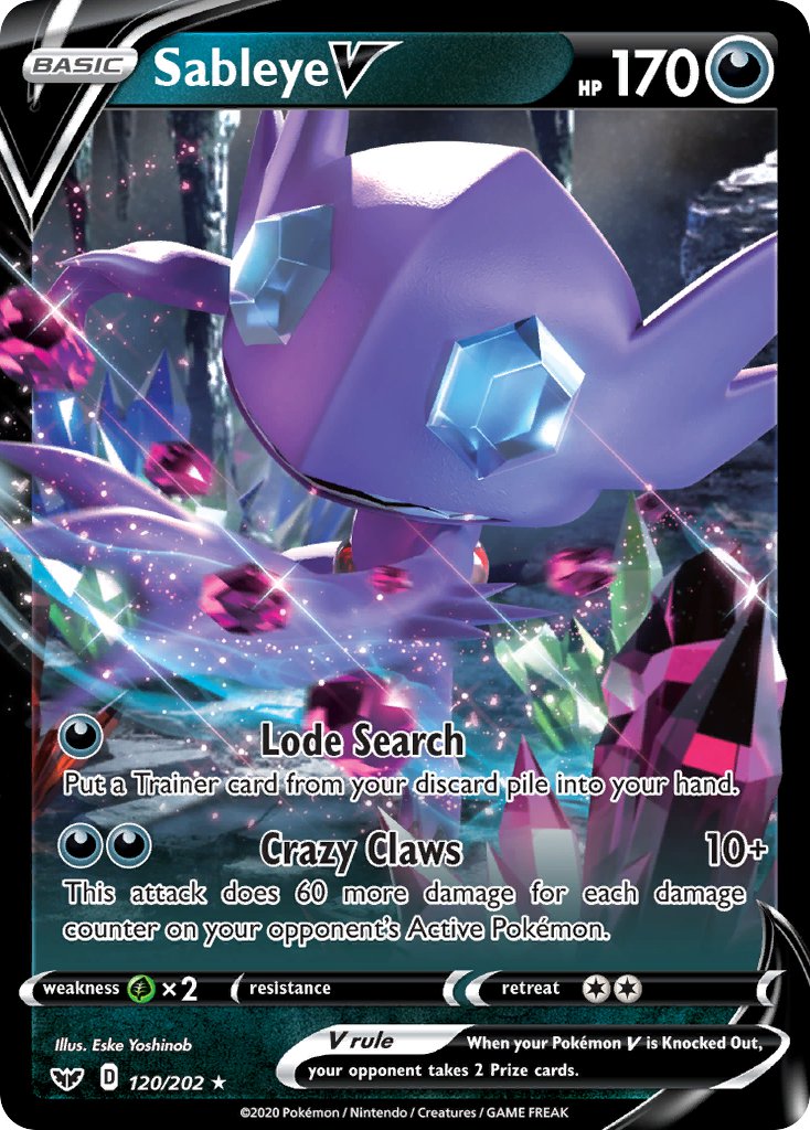 Sword & Shield Sableye V Pokémon card