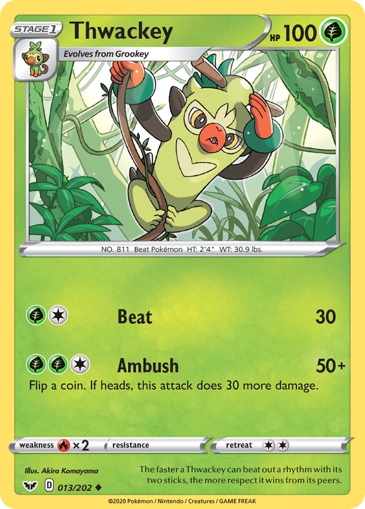 Sword & Shield Thwackey Pokémon card
