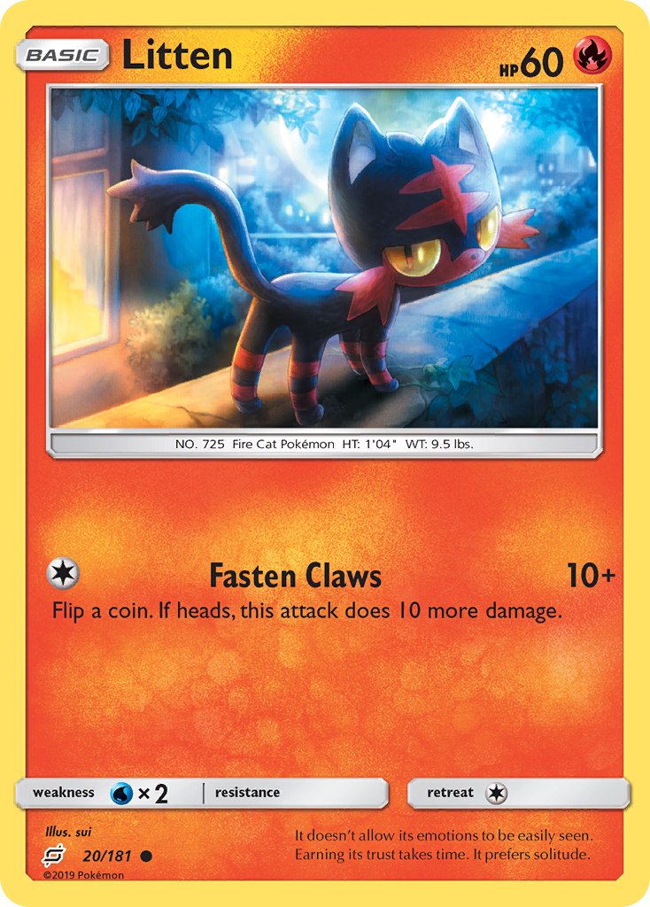 Team Up Litten Pokémon card