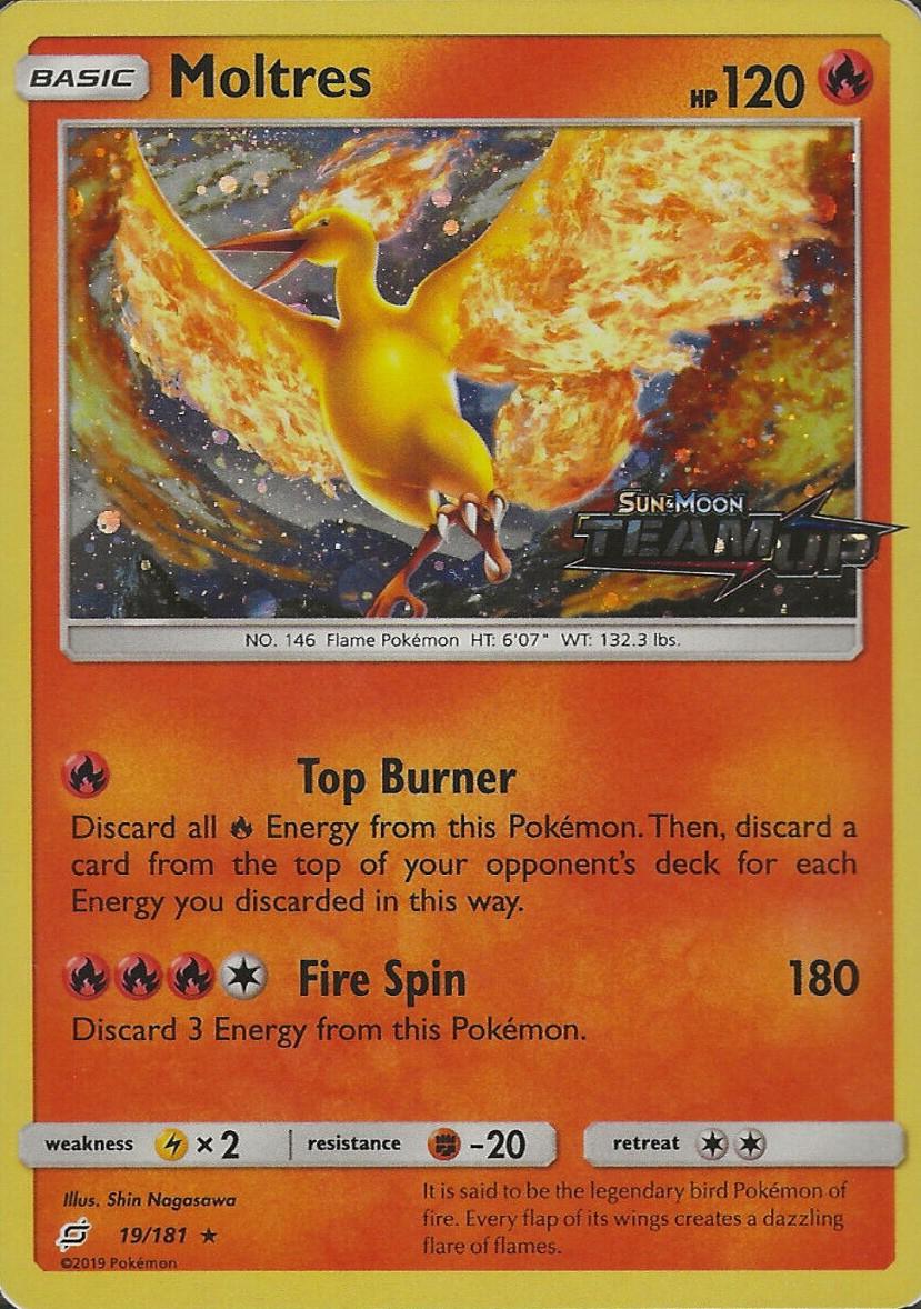 Team Up Moltres [Stamped] Pokémon card