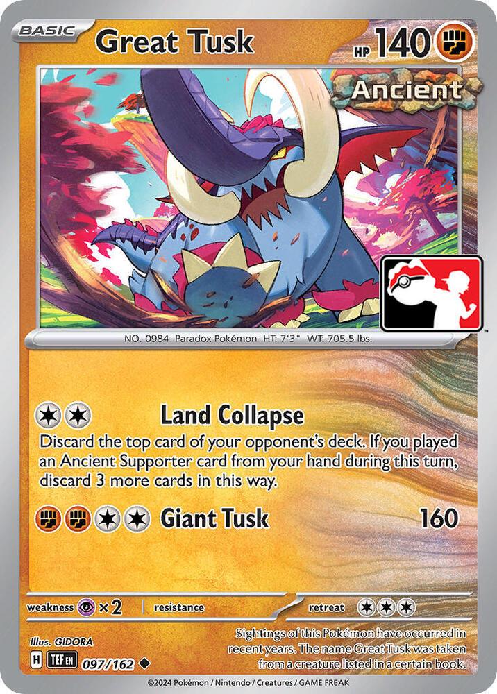 Temporal Forces Great Tusk [Prize-Pack] Pokémon card