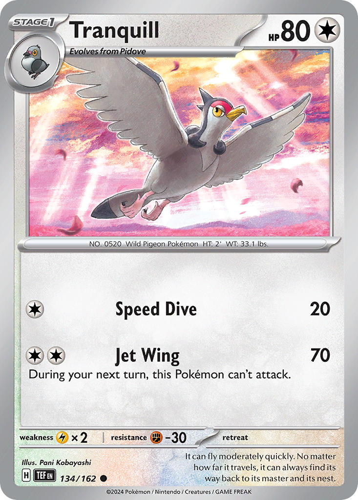 Temporal Forces Tranquill Pokémon card