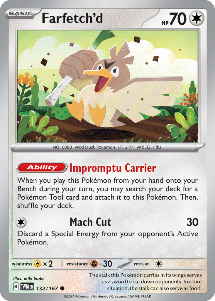 Twilight Masquerade Farfetch'd Pokémon card
