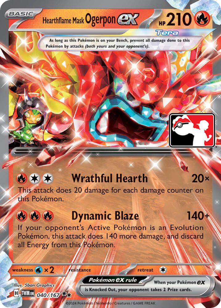 Twilight Masquerade Hearthflame Mask Ogerpon Ex [Prize-Pack] Pokémon card