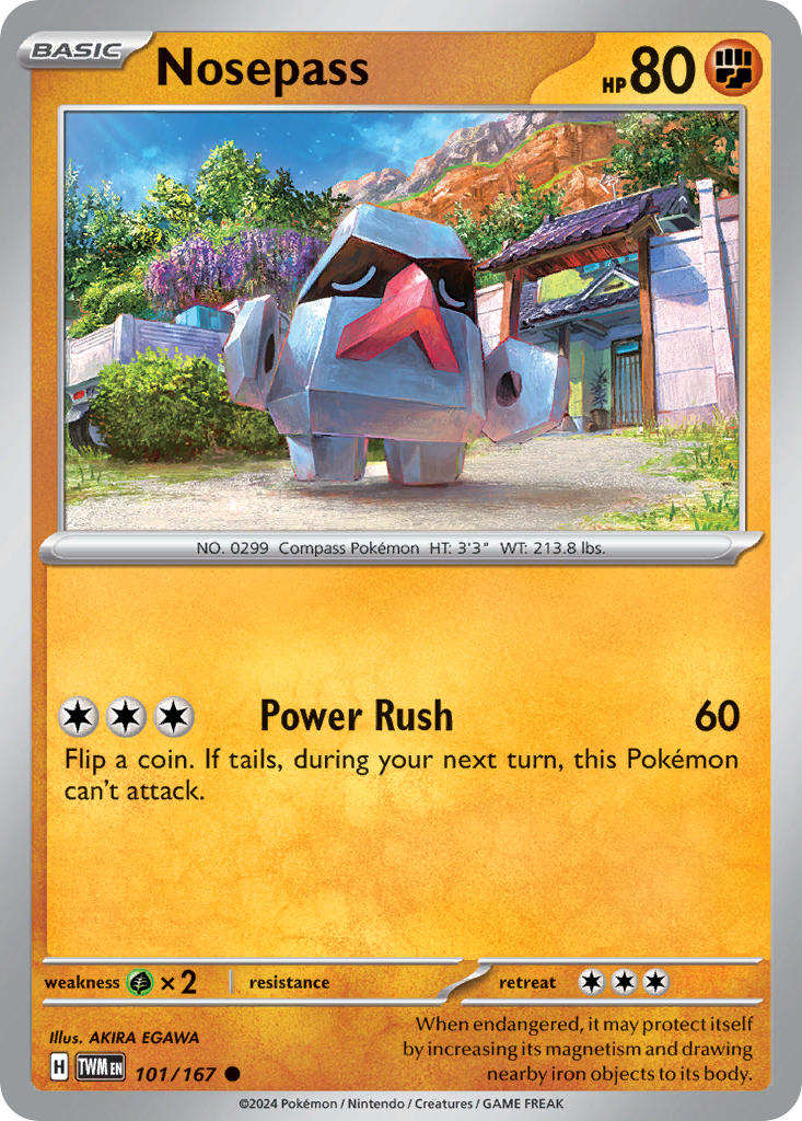 Twilight Masquerade Nosepass Pokémon card