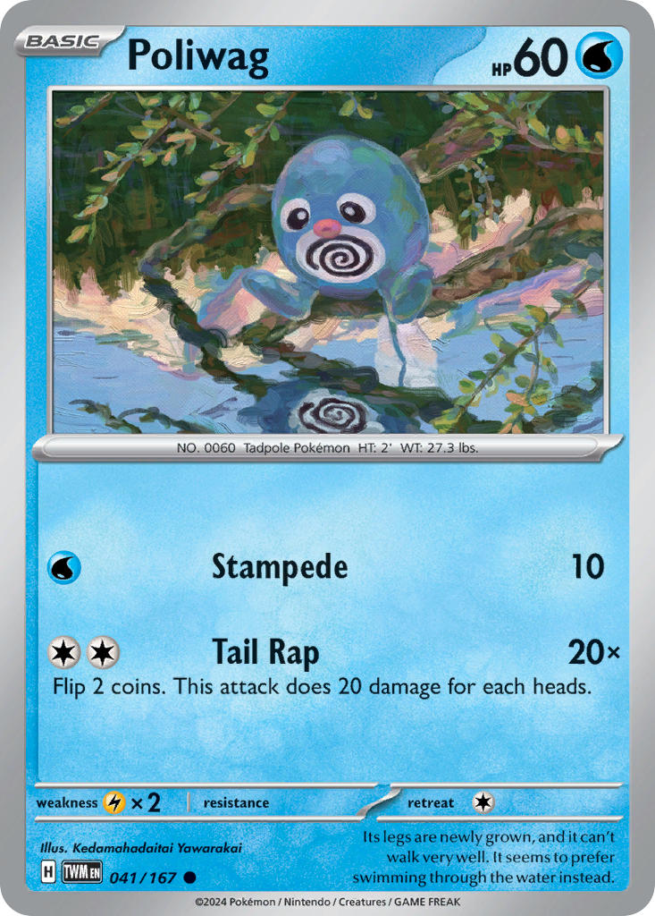 Twilight Masquerade Poliwag Pokémon card