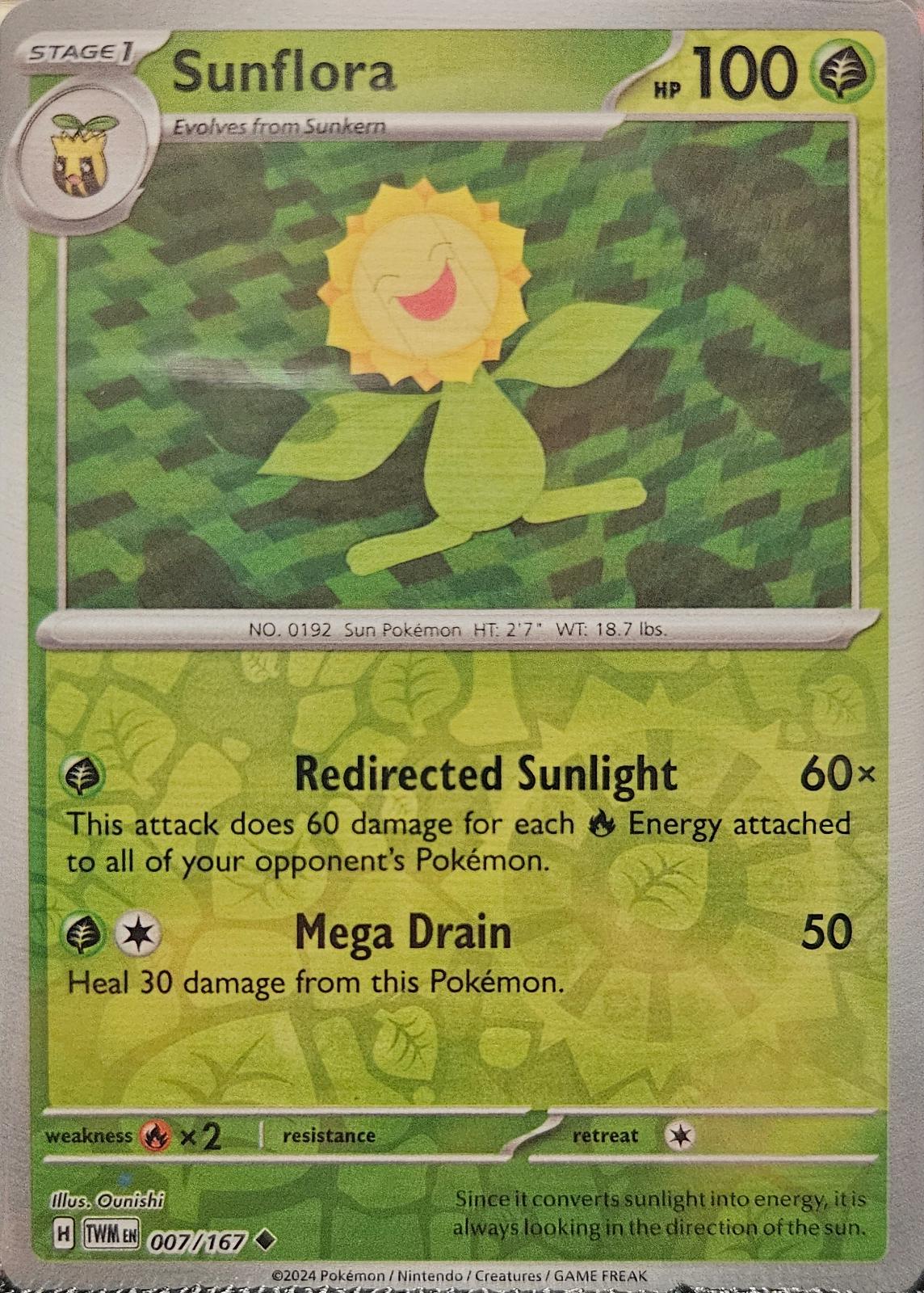 Twilight Masquerade Sunflora [Reverse Holo] Pokémon card