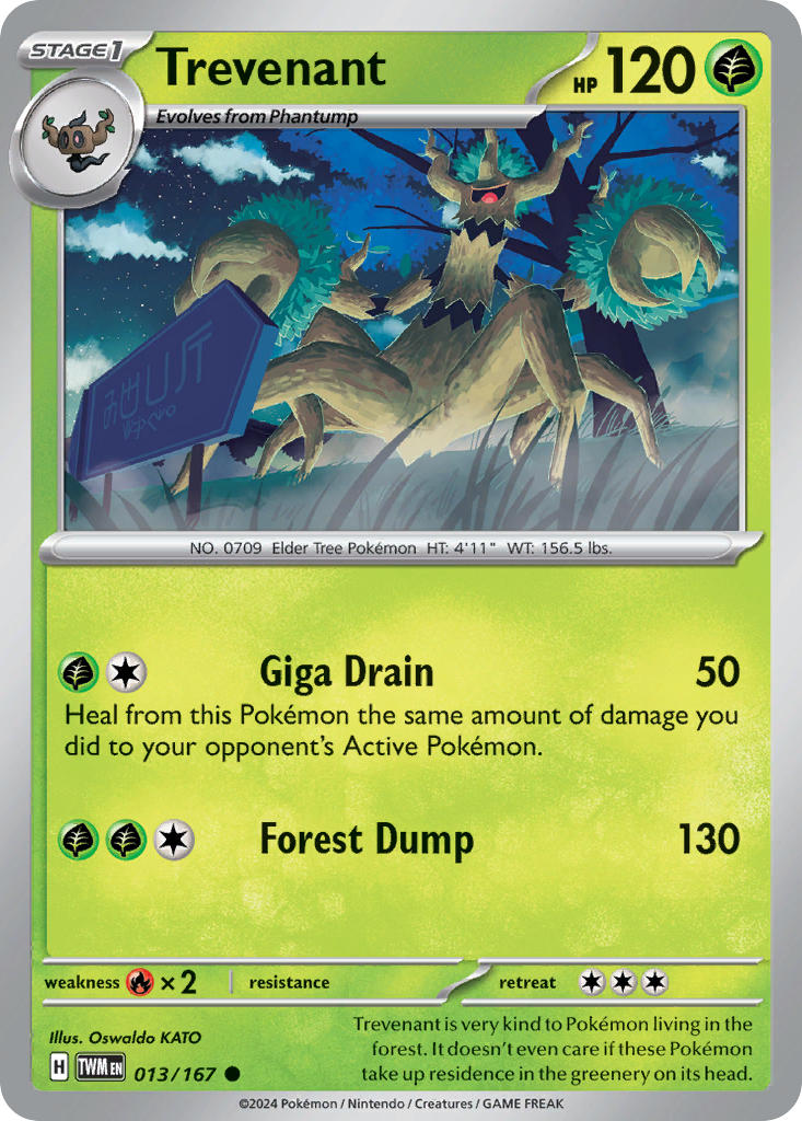 Twilight Masquerade Trevenant Pokémon card