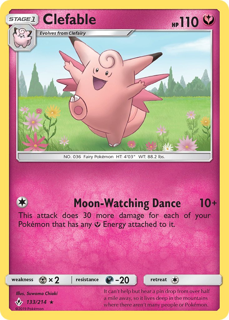 Unbroken Bonds Clefable Pokémon card