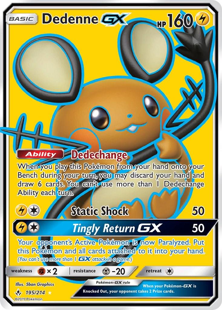 Unbroken Bonds Dedenne GX Pokémon card
