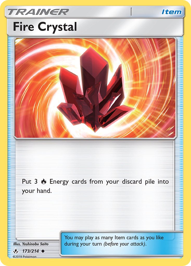 Unbroken Bonds Fire Crystal Pokémon card