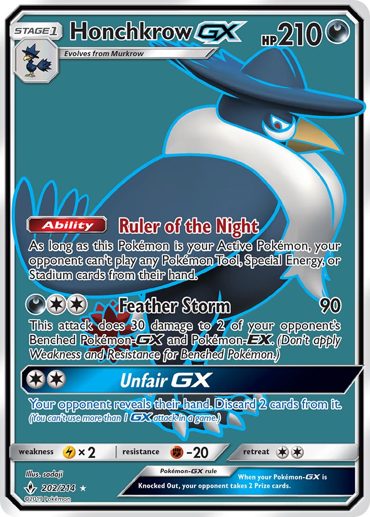 Unbroken Bonds Honchkrow GX Pokémon card
