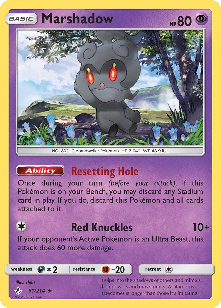 Unbroken Bonds Marshadow Pokémon card