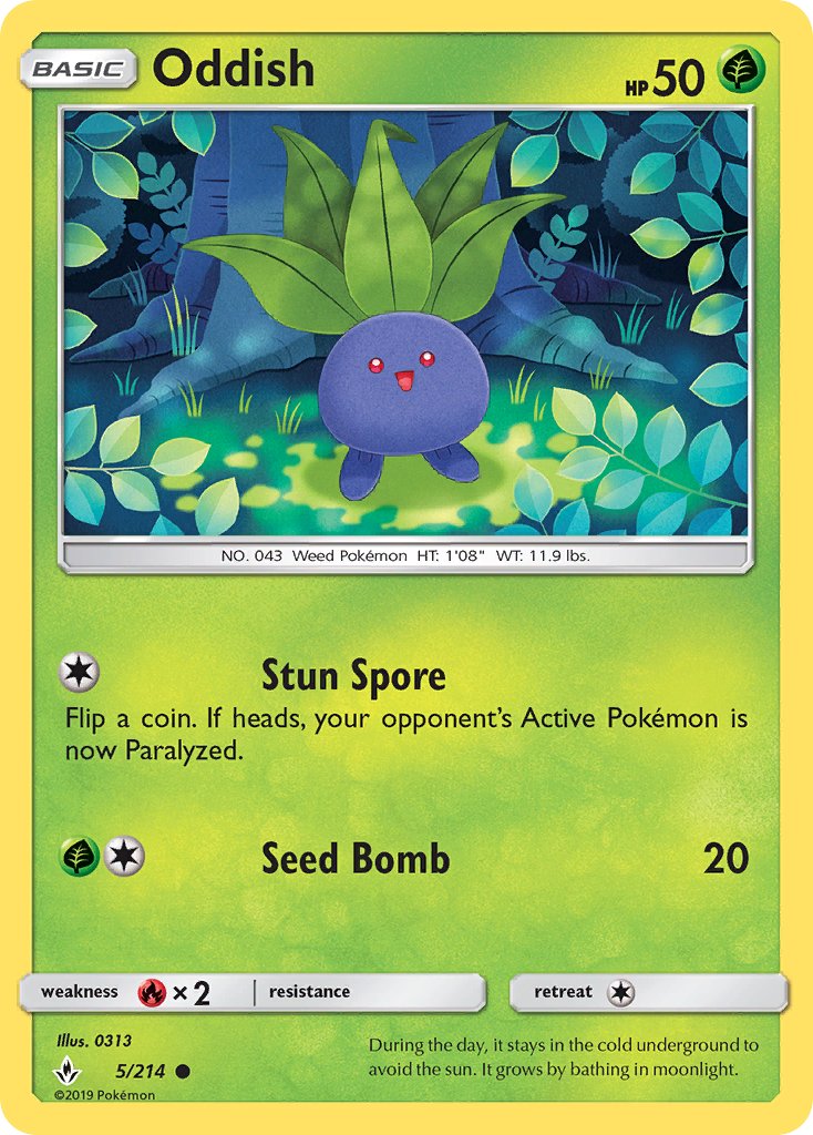 Unbroken Bonds Oddish Pokémon card