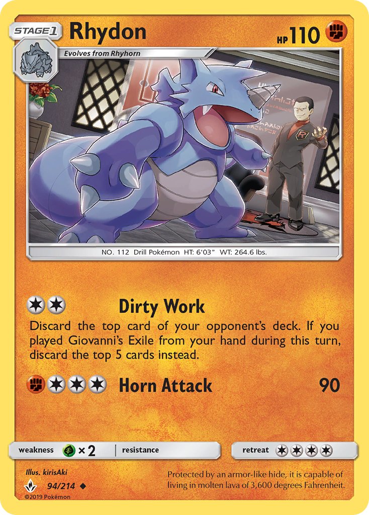 Unbroken Bonds Rhydon Pokémon card