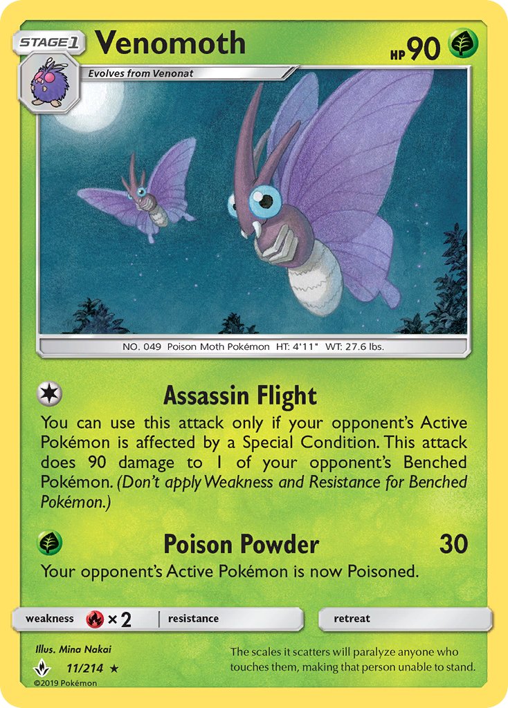 Unbroken Bonds Venomoth Pokémon card