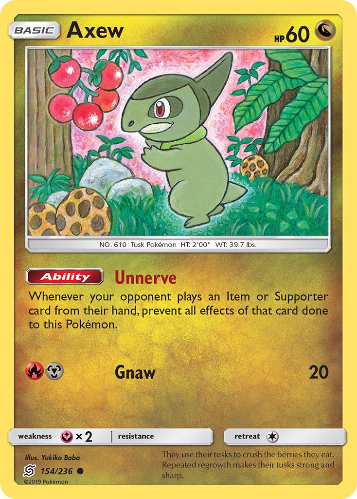 Unified Minds Axew Pokémon card