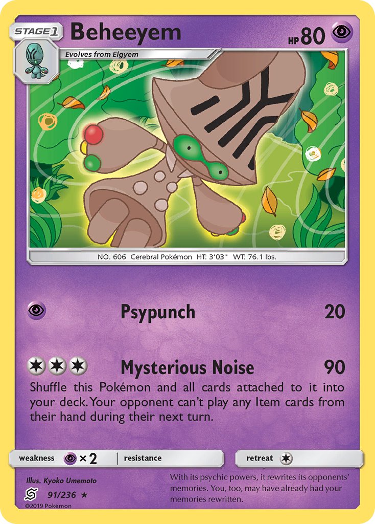 Unified Minds Beheeyem Pokémon card