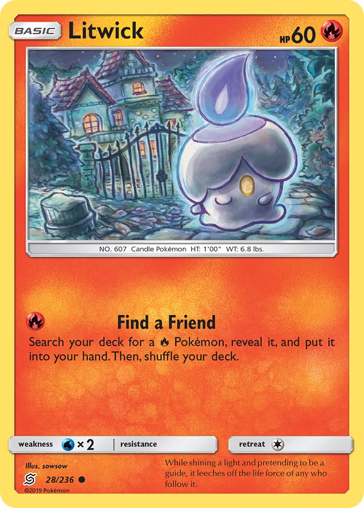 Unified Minds Litwick Pokémon card