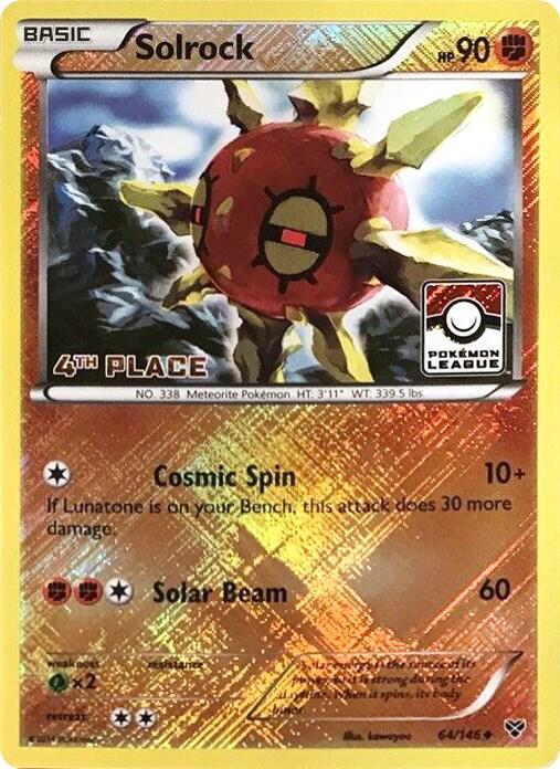 XY Solrock [4th-Place-League] Pokémon card